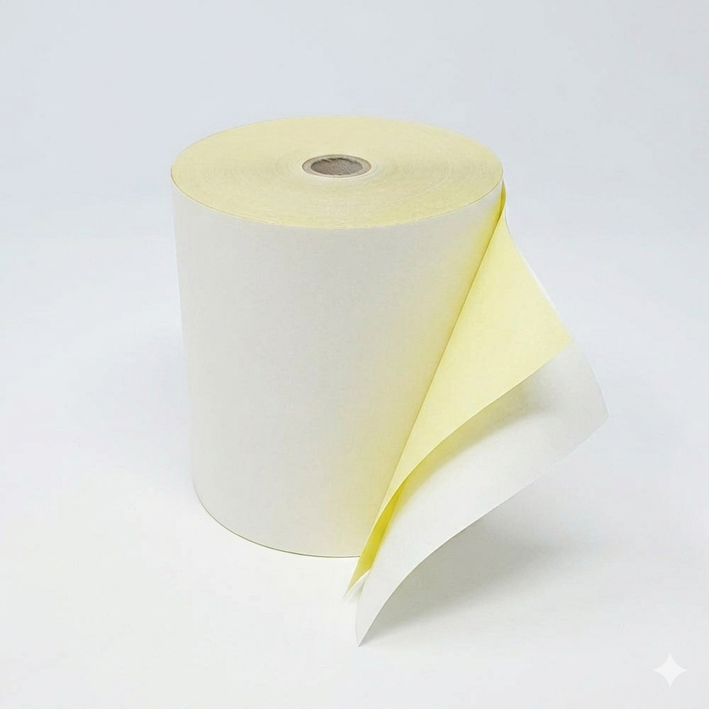 2 Ply 3" x 90ft Carbonless Paper Rolls - White / Yellow - 50/cs