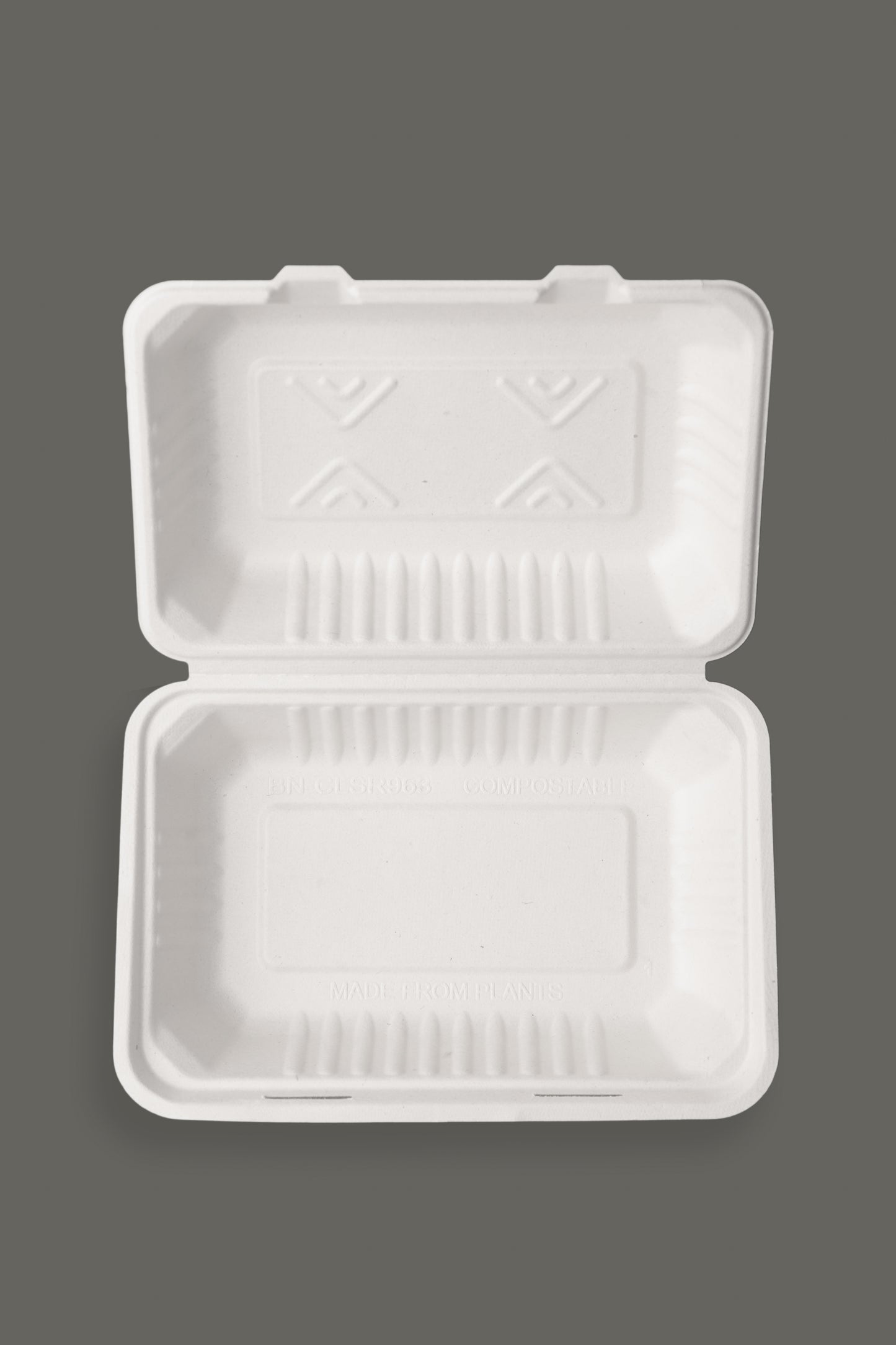 Bagasse Clamshell Container 9"x6"x3" from EcoPaack