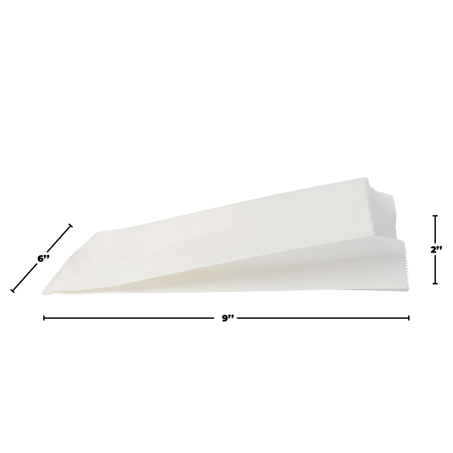 6" x 2" x 9" Greaseproof Sandwich Bag - Jumbo - White