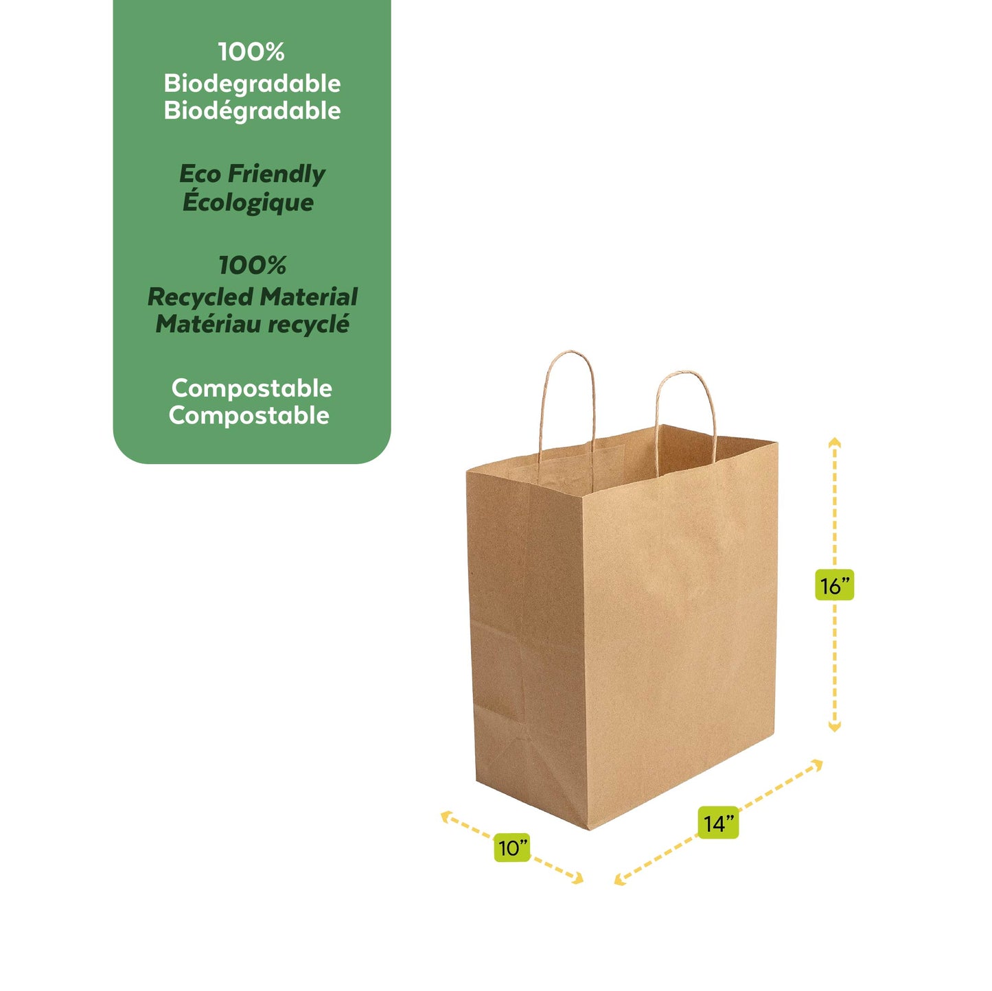 Kraft Paper Bag 14" x 10" x 16" - 200pcs from EcoPaack