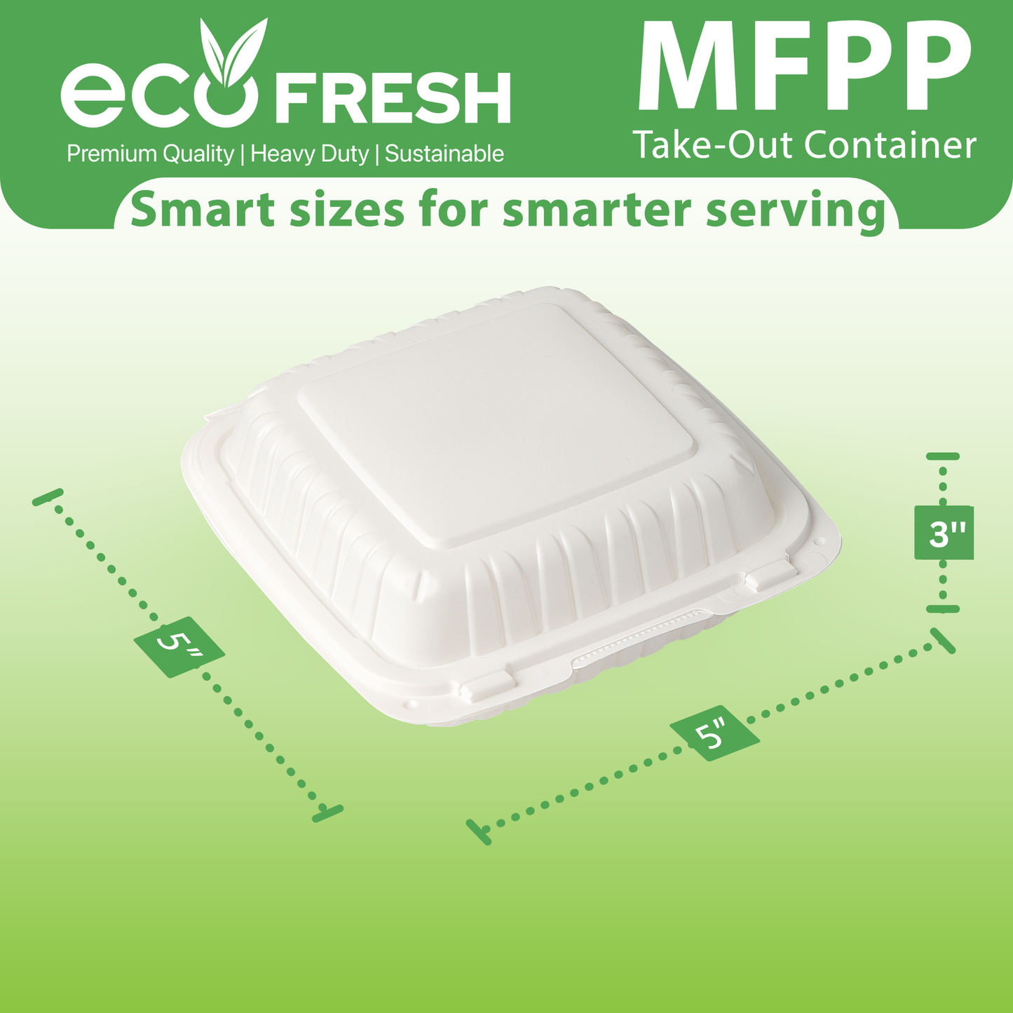5" x 5" MFPP Take-Out Container - White - 250pcs