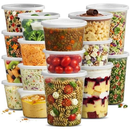 Contenant transparent en polypropylène (PP) de 946 ml (32 oz) pour charcuterie/soupe - 240 ensembles/carton - 30 cartons/palette