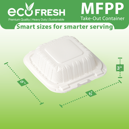 6" x 6" MFPP Take-Out Container - White - 250pcs