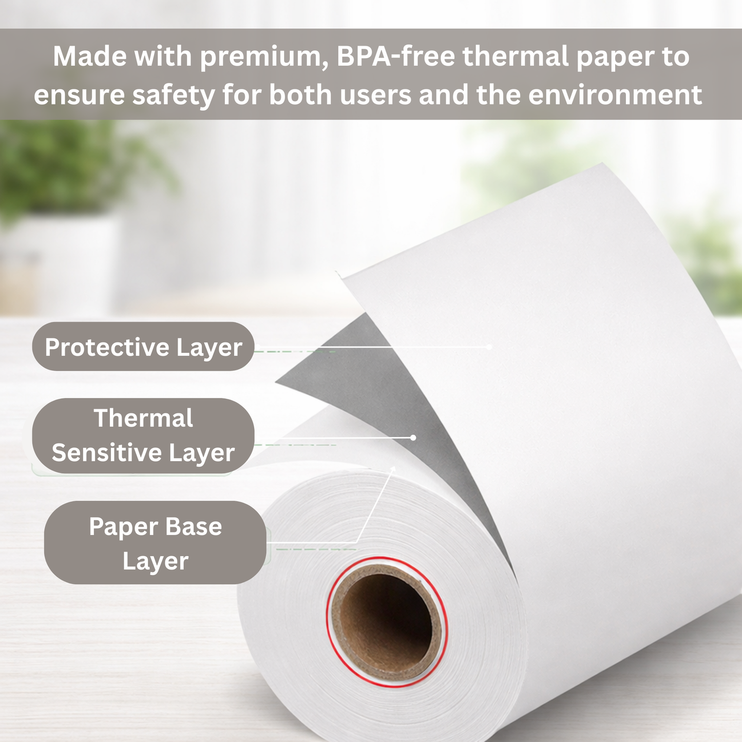 2 1/4" x 60' Thermal Paper Rolls - 100/cs