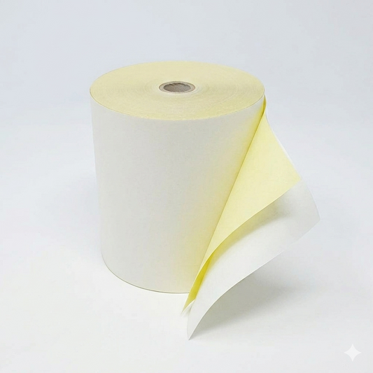 2 Ply 3" x 90ft Carbonless Paper Rolls - White / Yellow - 50/cs