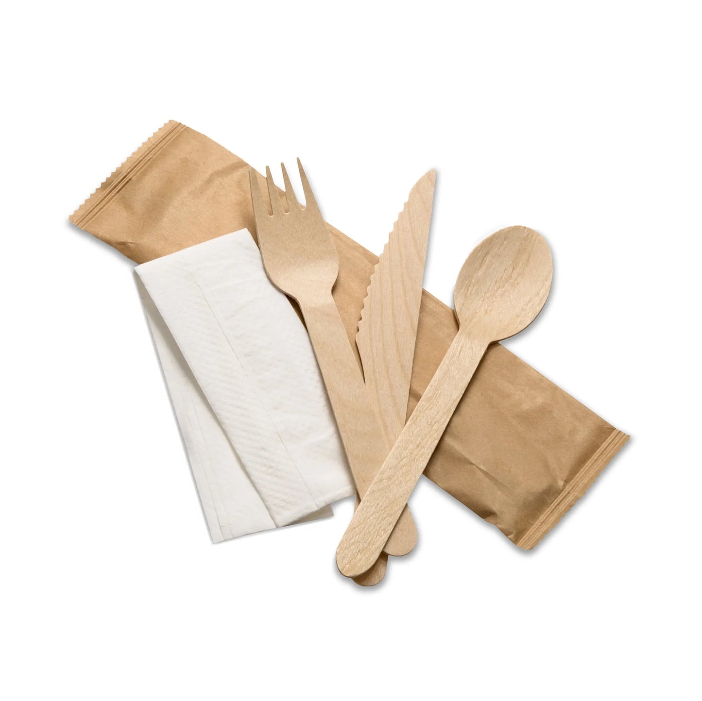4 in 1 Meal Kit - Fork Knife Spoon Napkin - 250pcs - Compostable