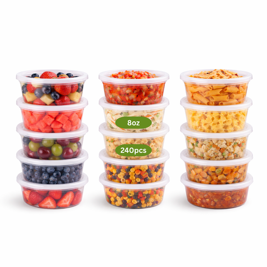 Contenant transparent en polypropylène (PP) - 237 ml (8 oz) pour charcuterie/soupe - 240 ensembles/carton - 30 cartons/palette