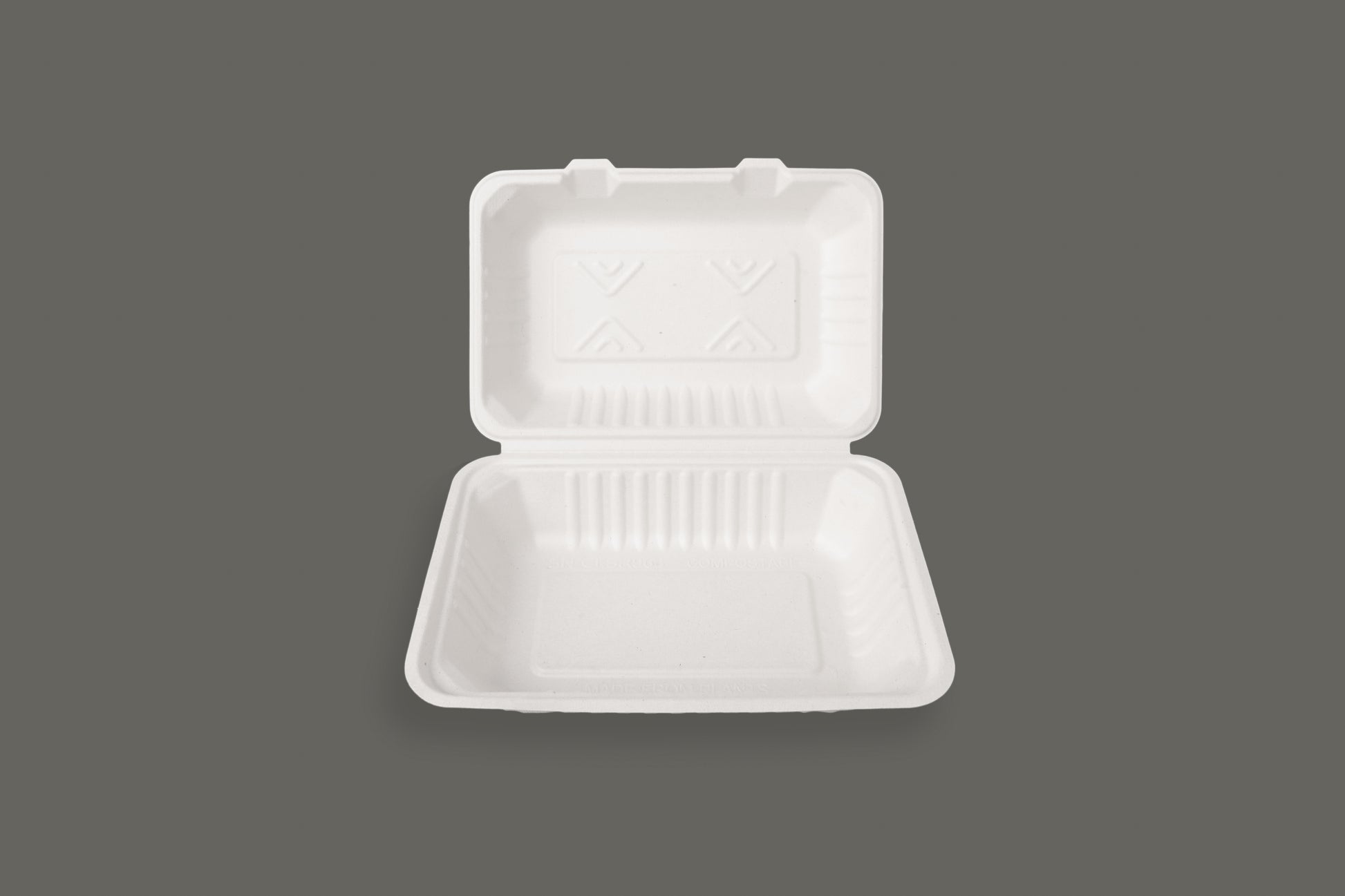 Bagasse Clamshell Container 9"x6"x3" from EcoPaack