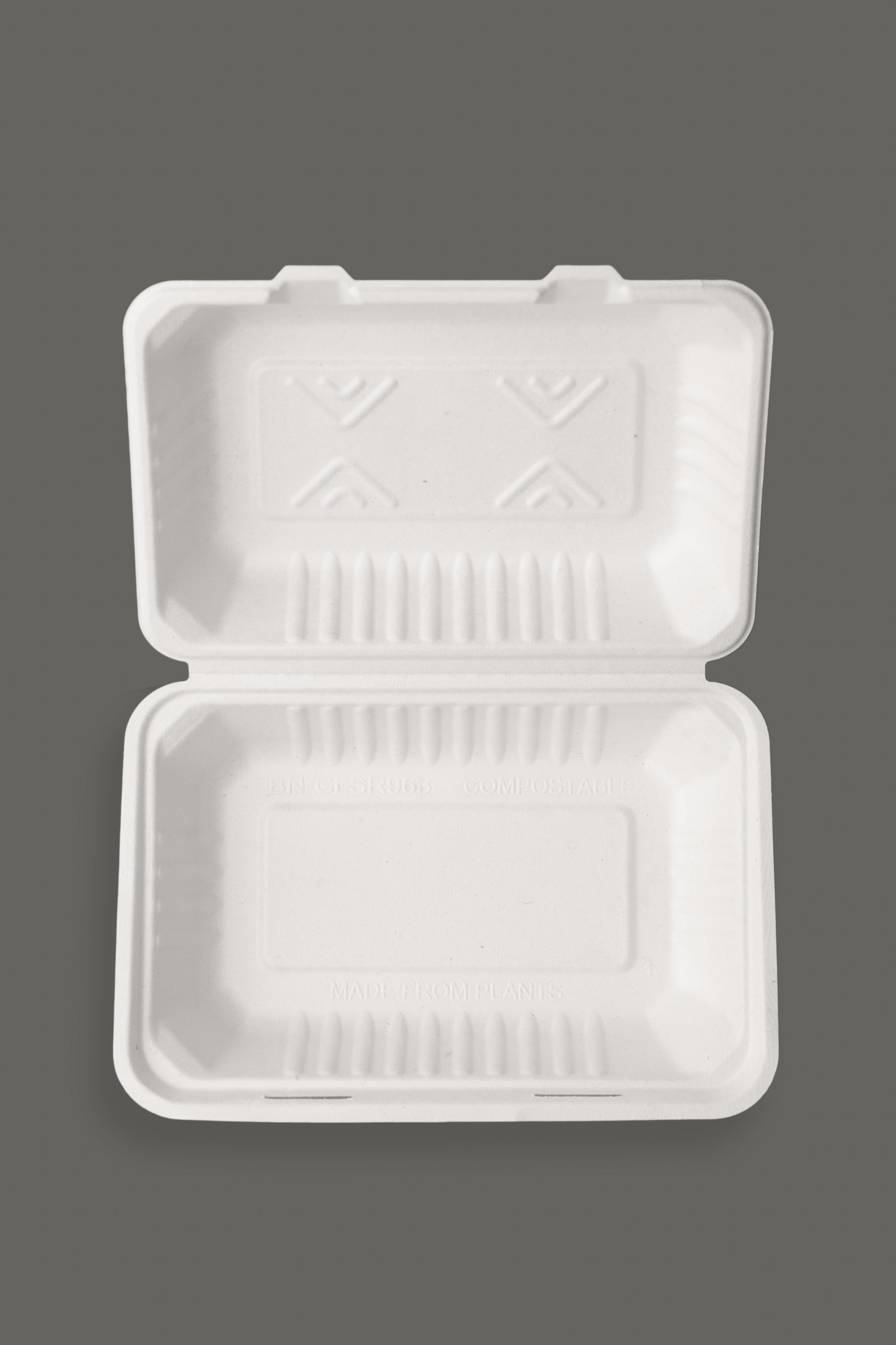 Bagasse Clamshell Container 9"x6"x3" from EcoPaack