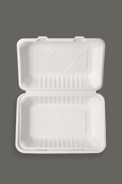 Bagasse Clamshell Container 9"x6"x3" from EcoPaack