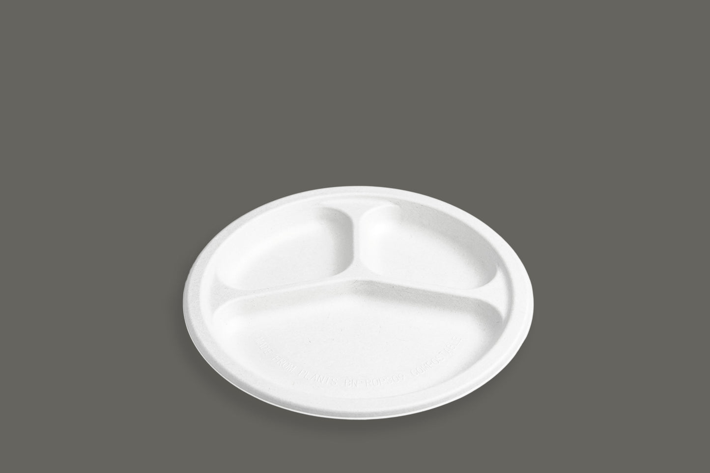 EcoPaack Bagasse 9" Round Plate 3 Compartments