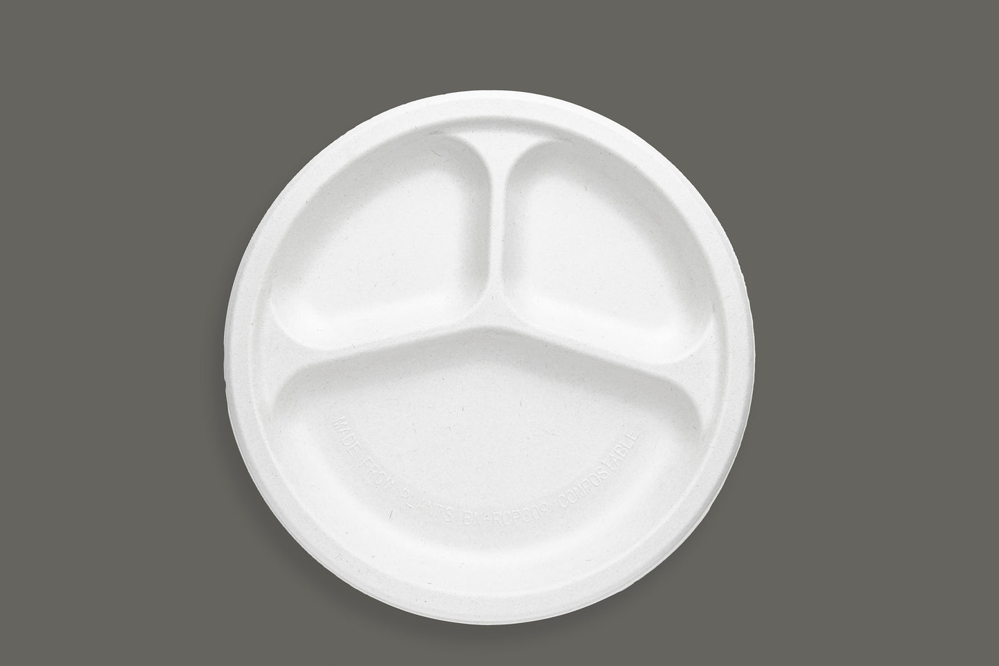 EcoPaack Bagasse 9" Round Plate 3 Compartments