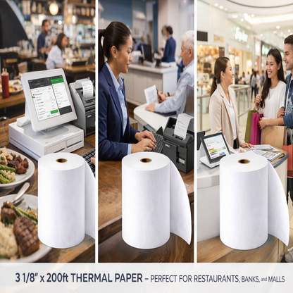 Rouleaux de papier thermique 3 1/8 po x 200 pi - 50/caisse