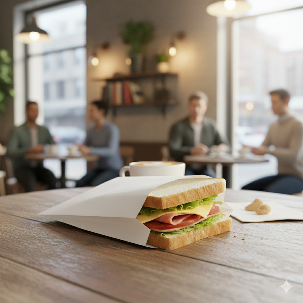 6" x 0.75" x 6.75" Greaseproof Sandwich Bag - Regular - White