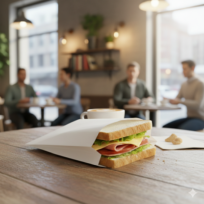 6" x 0.75" x 6.75" Greaseproof Sandwich Bag - Regular - White