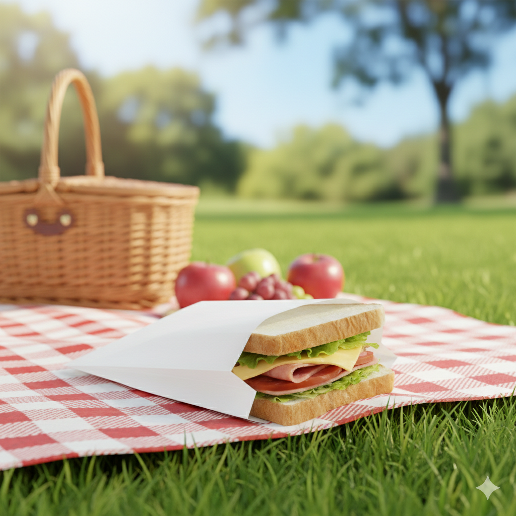 6" x 0.75" x 6.75" Greaseproof Sandwich Bag - Regular - White