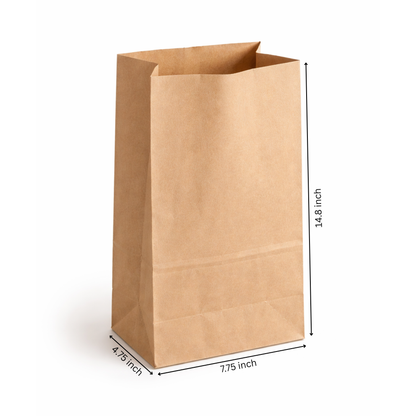SOS Kraft Paper Bag #14 - 7.75 x 4.75 x 14.8" - 500pcs - Heavy Duty