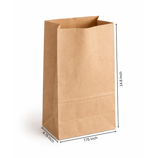 Sacs en papier kraft SOS n° 14 - 19,7 x 12,1 x 37,6 cm - 500 unités - Très résistants