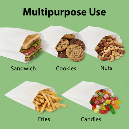 6" x 0.75" x 6.75" Greaseproof Sandwich Bag - Regular - White