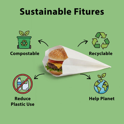 6" x 0.75" x 6.75" Greaseproof Sandwich Bag - Regular - White