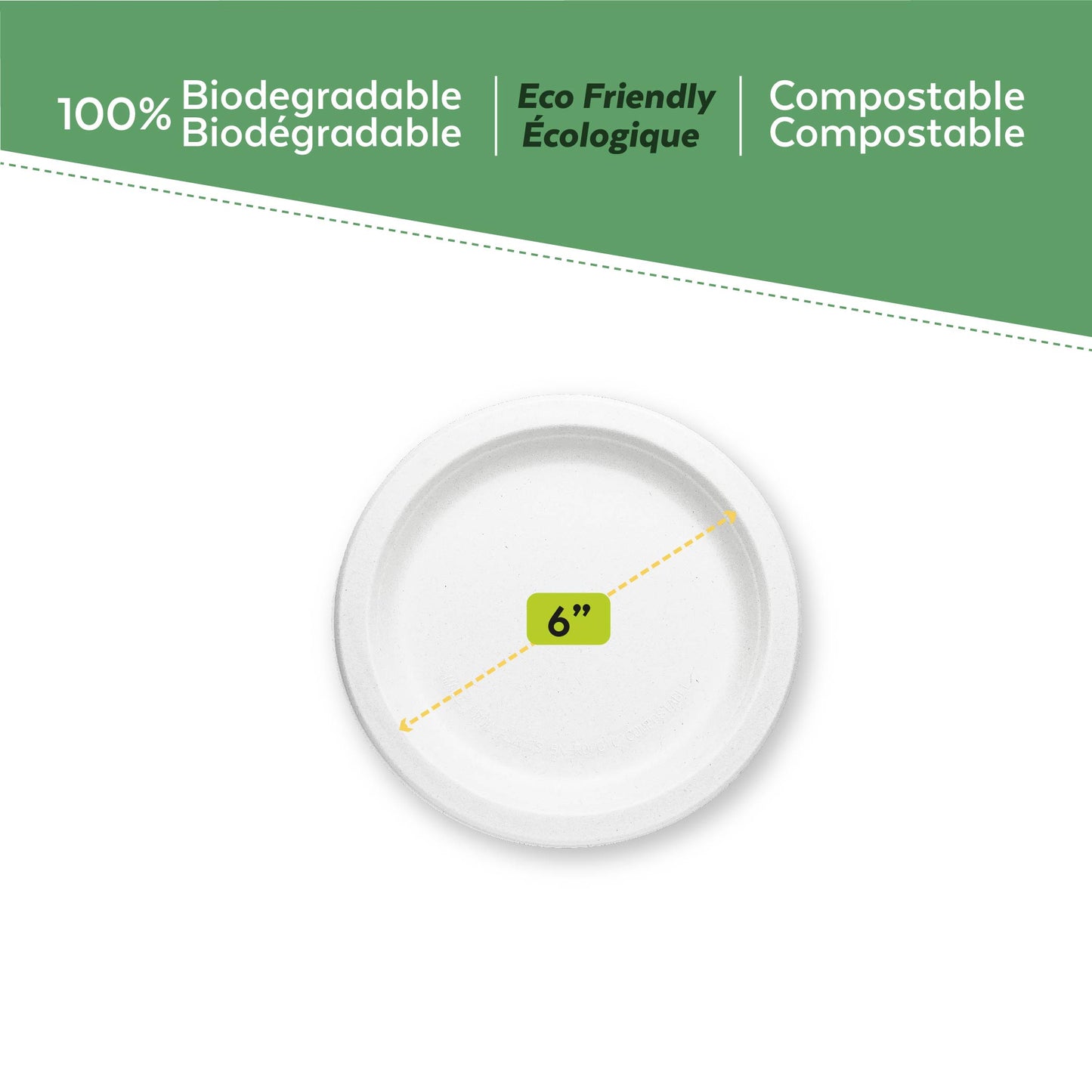 EcoPaack Bagasse 6" Round Plate