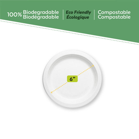EcoPaack Bagasse 6" Round Plate