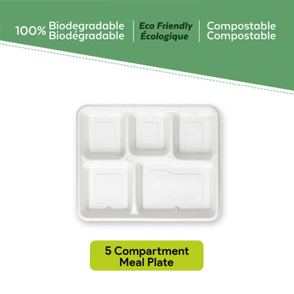 Bagasse Paper Plate with 5 Compartments from EcoPaack