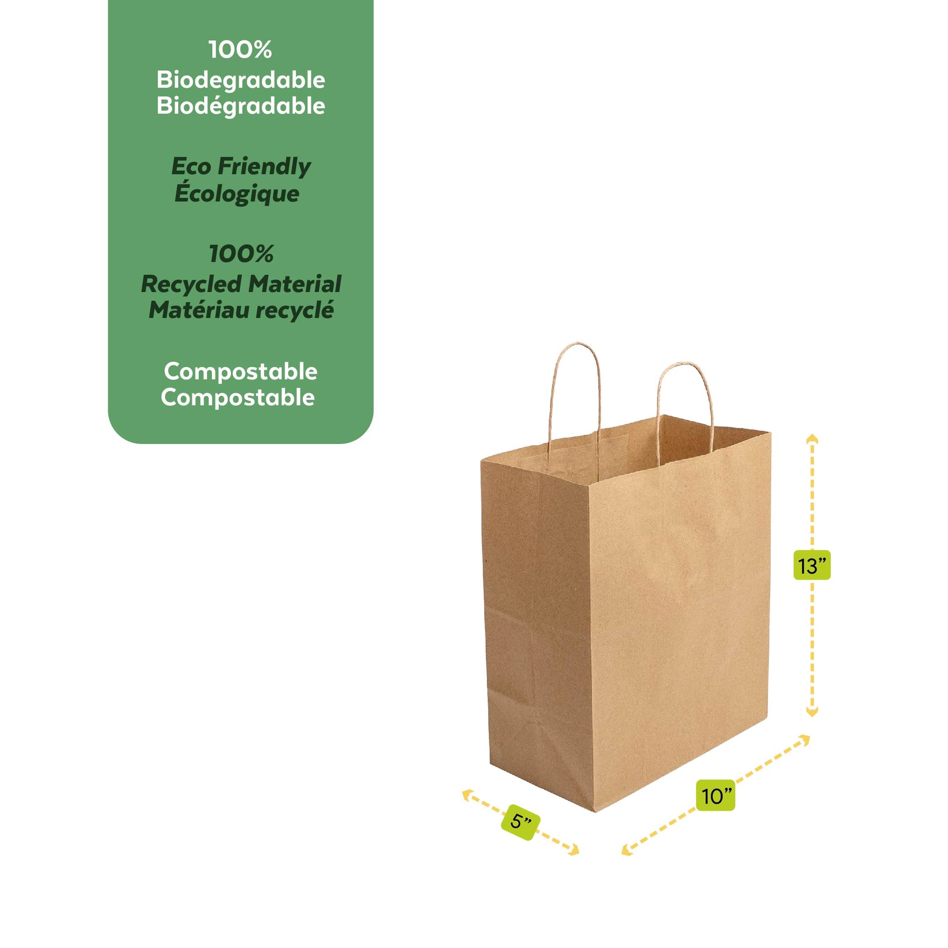 Kraft Paper Bag 10" x 5" x 13" - 250pcs from EcoPaack