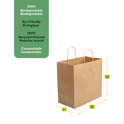 Kraft Paper Bag 13" x 7" x 13" - 250pcs from EcoPaack