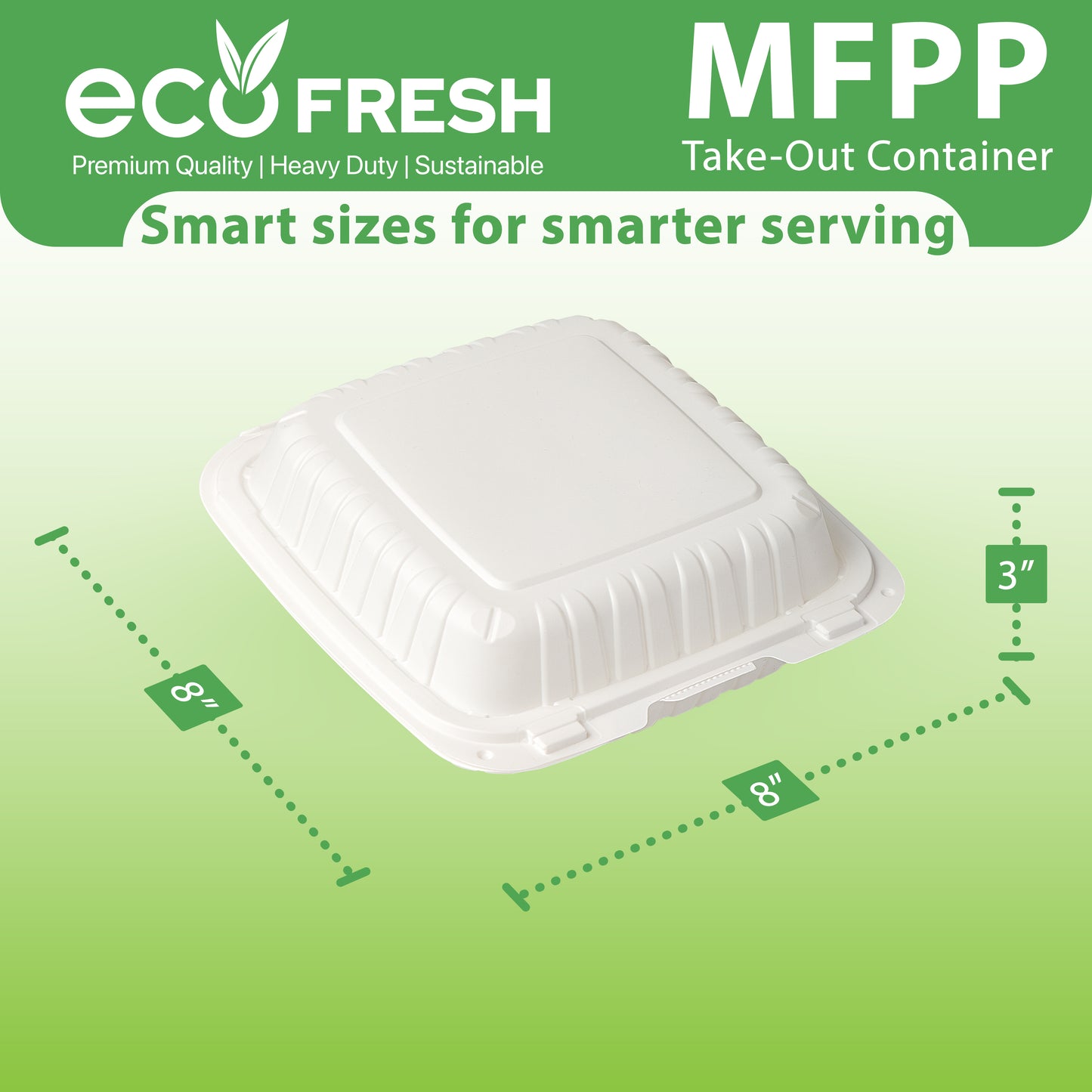 Contenant à emporter MFPP 8 po x 8 po - Blanc - 150 unités