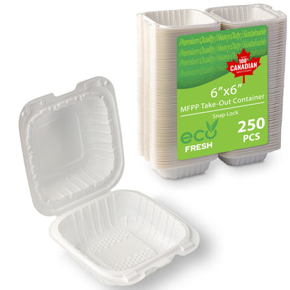 6" x 6" MFPP Take-Out Container - White - 250pcs