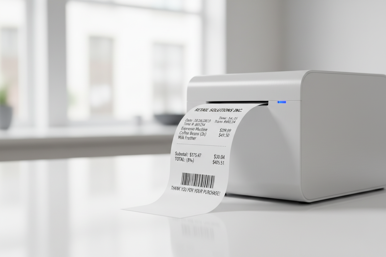 Thermal paper receipt from POS system